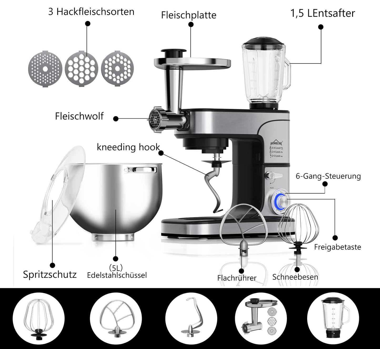 3 IN 1 HOMELUX FOOD PROCESSOR