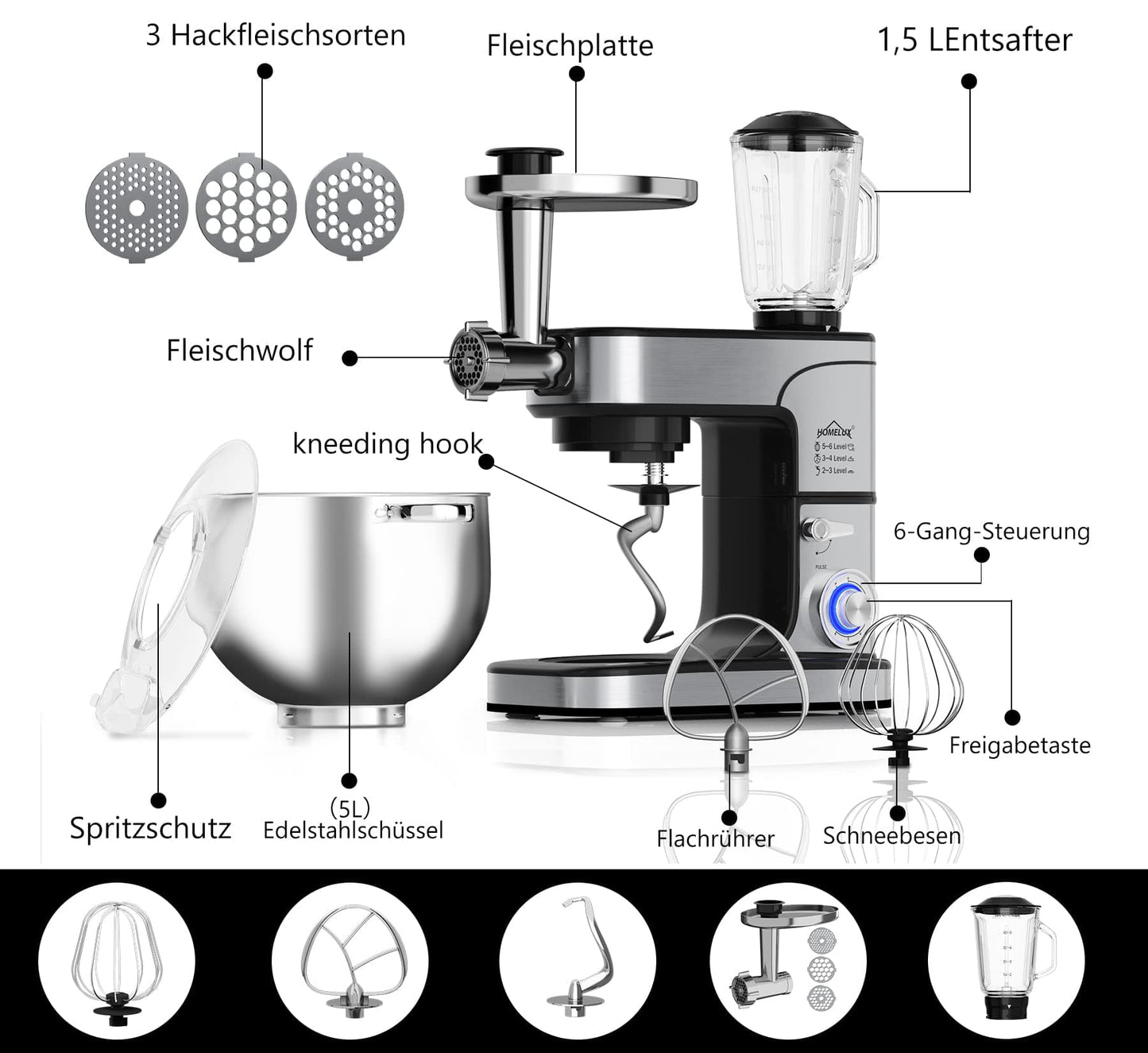 3 IN 1 HOMELUX FOOD PROCESSOR