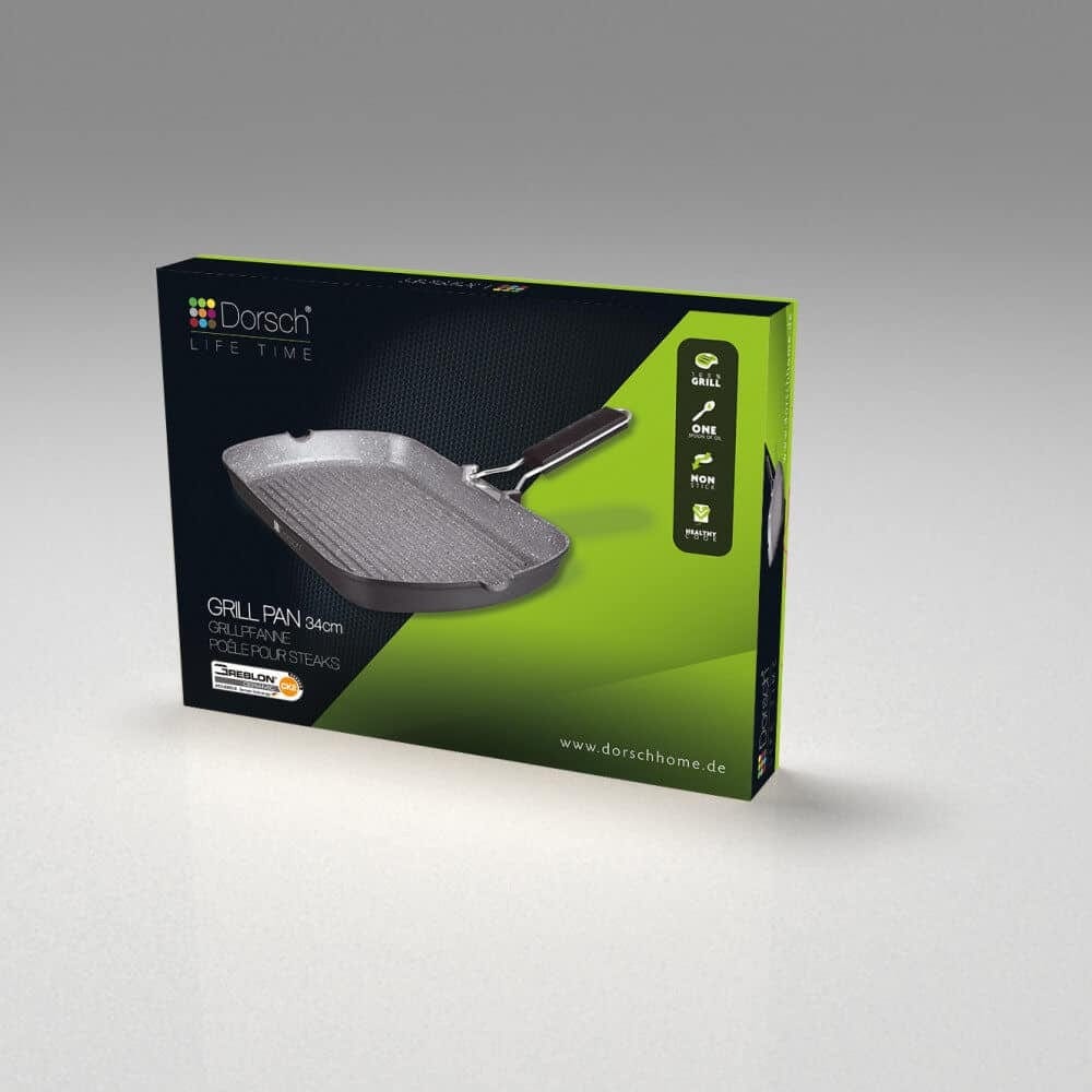 DORSCH NON -STICK GRILL PAN WITH FOLDABLE HANDLE