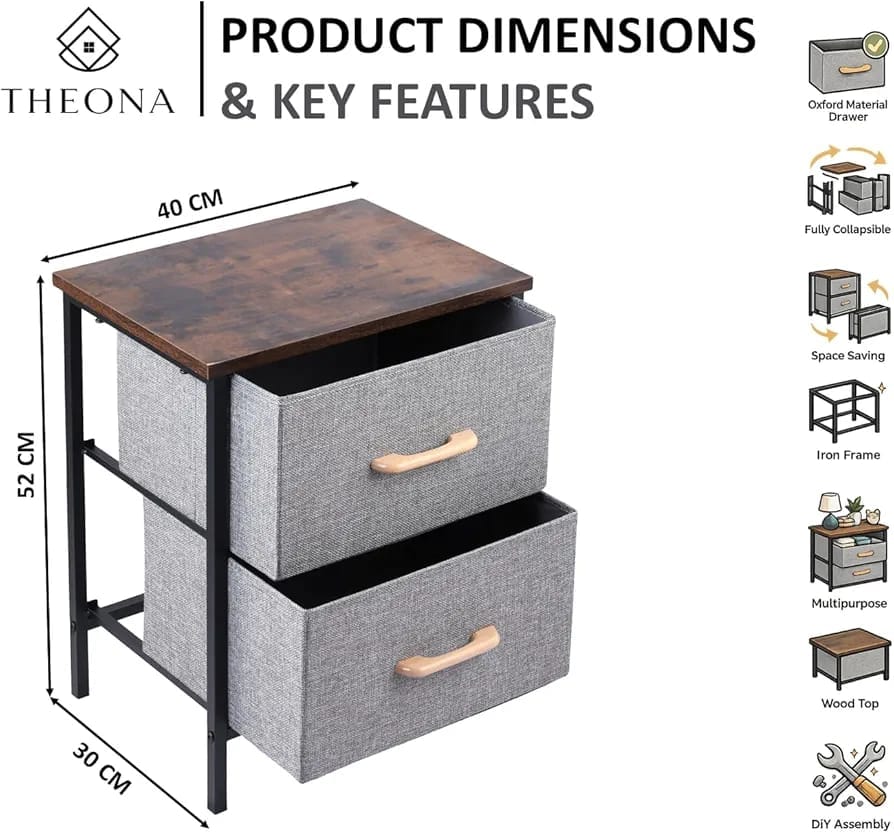 Modern Wood & Metal Drawer Stand HA8003