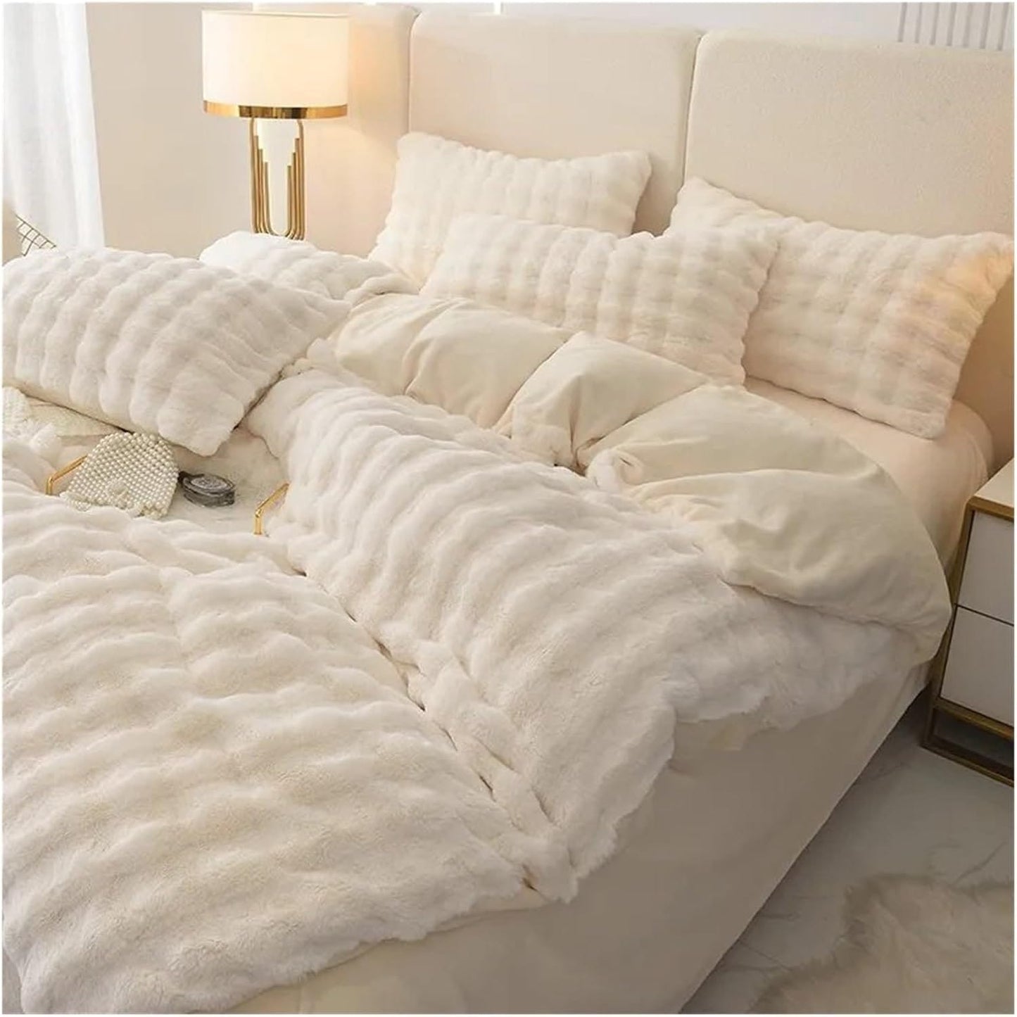 4PCS SET RABBIT FUR BED SHEET HA2291