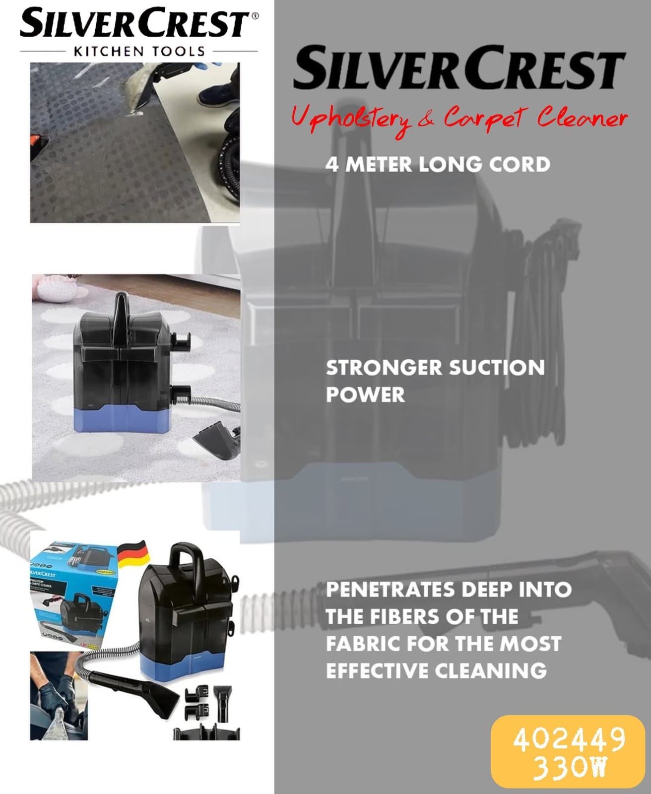 SilverCrest Carpet Cleaner – 330W