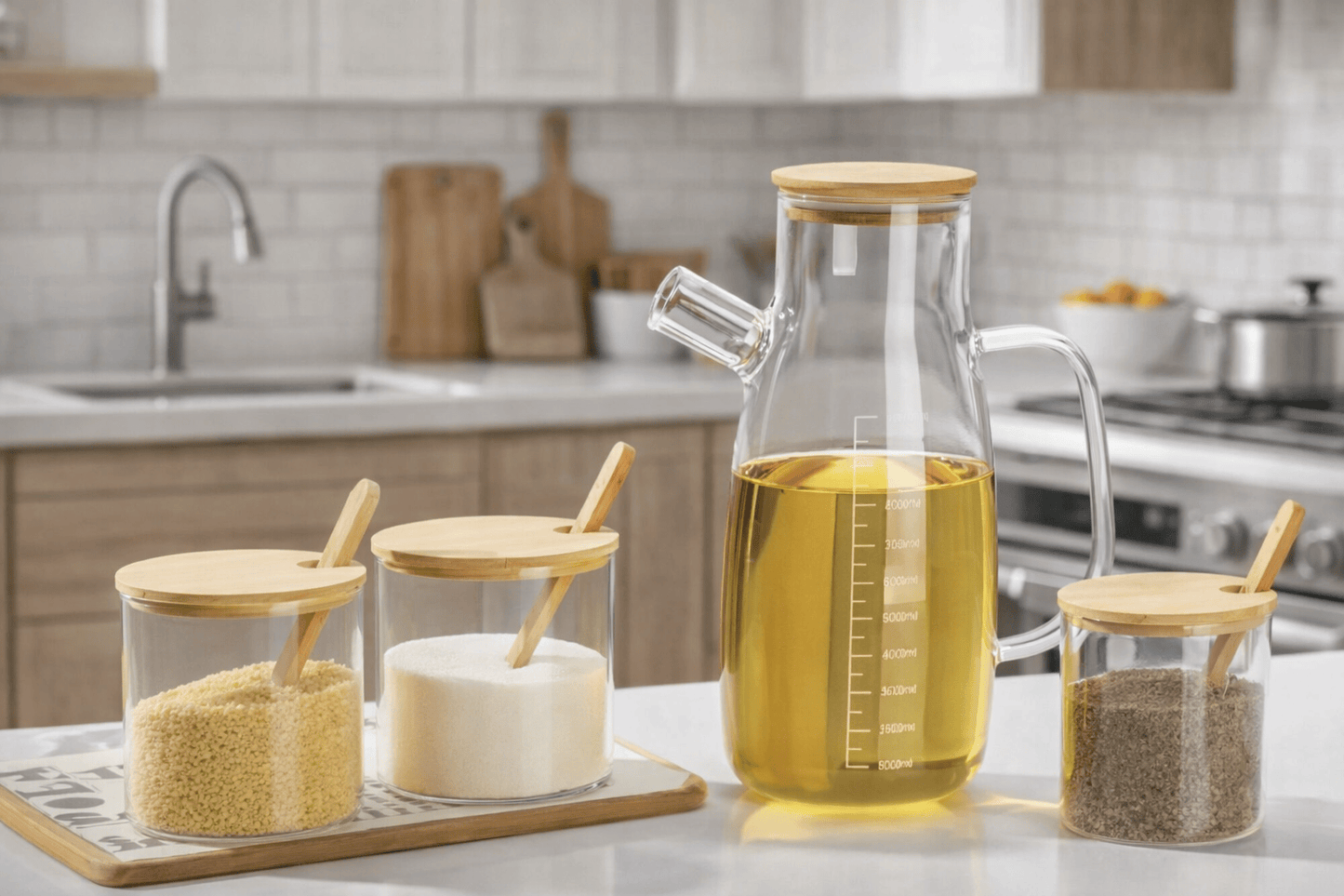 Glass Oil Kettle & Jars 4in1 Set