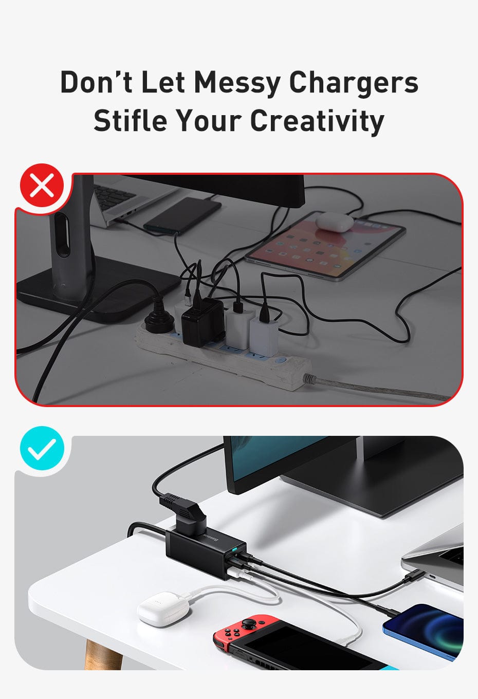 BASEUS DESKTOP POWER STRIP 65W  EA1080
