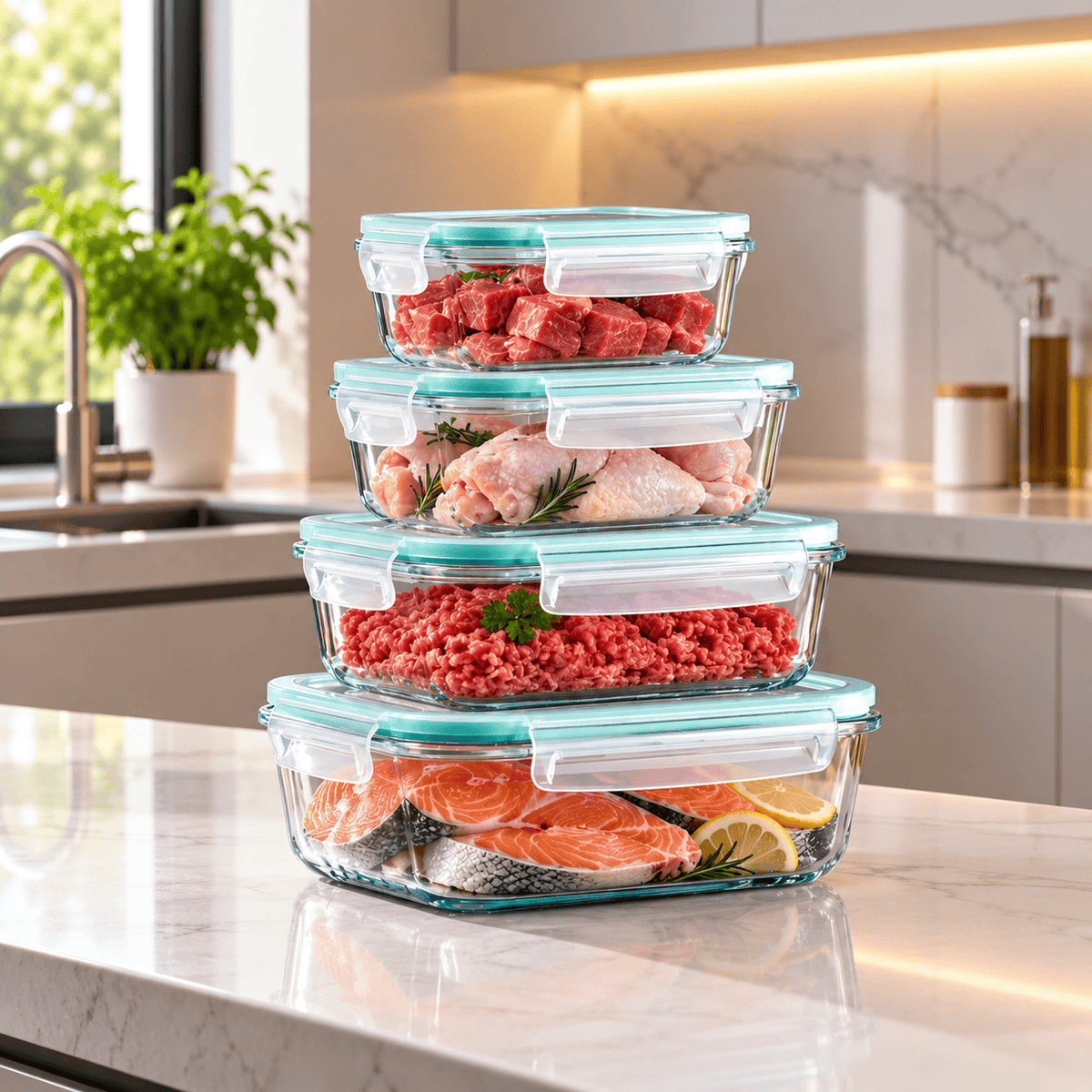 Glass Fridge Containers 4in1