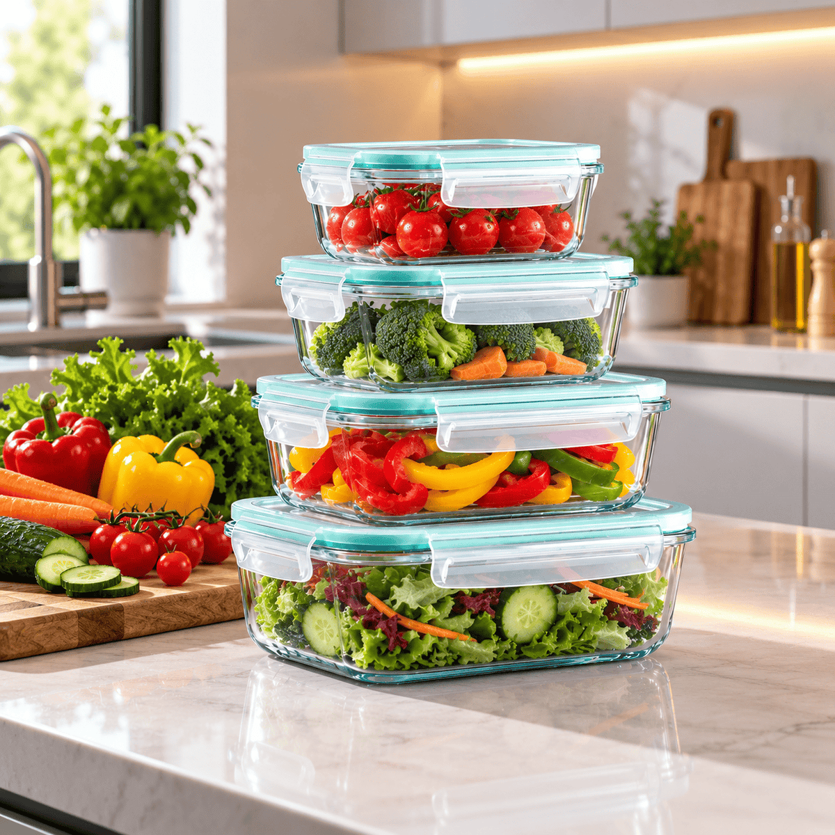 Glass Fridge Containers 4in1