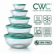 Glass 5 Bowls Set With Covers
