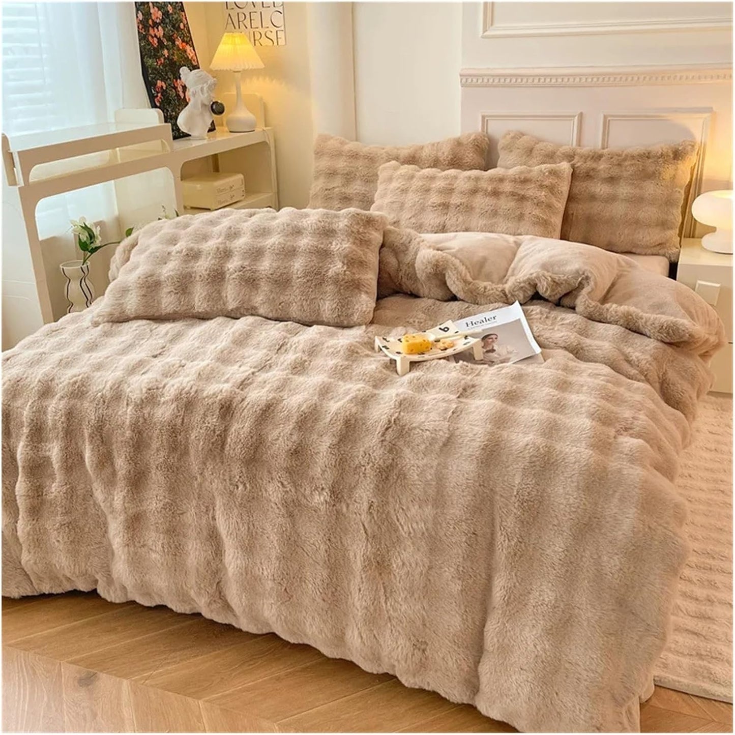 4PCS SET RABBIT FUR BED SHEET HA2291