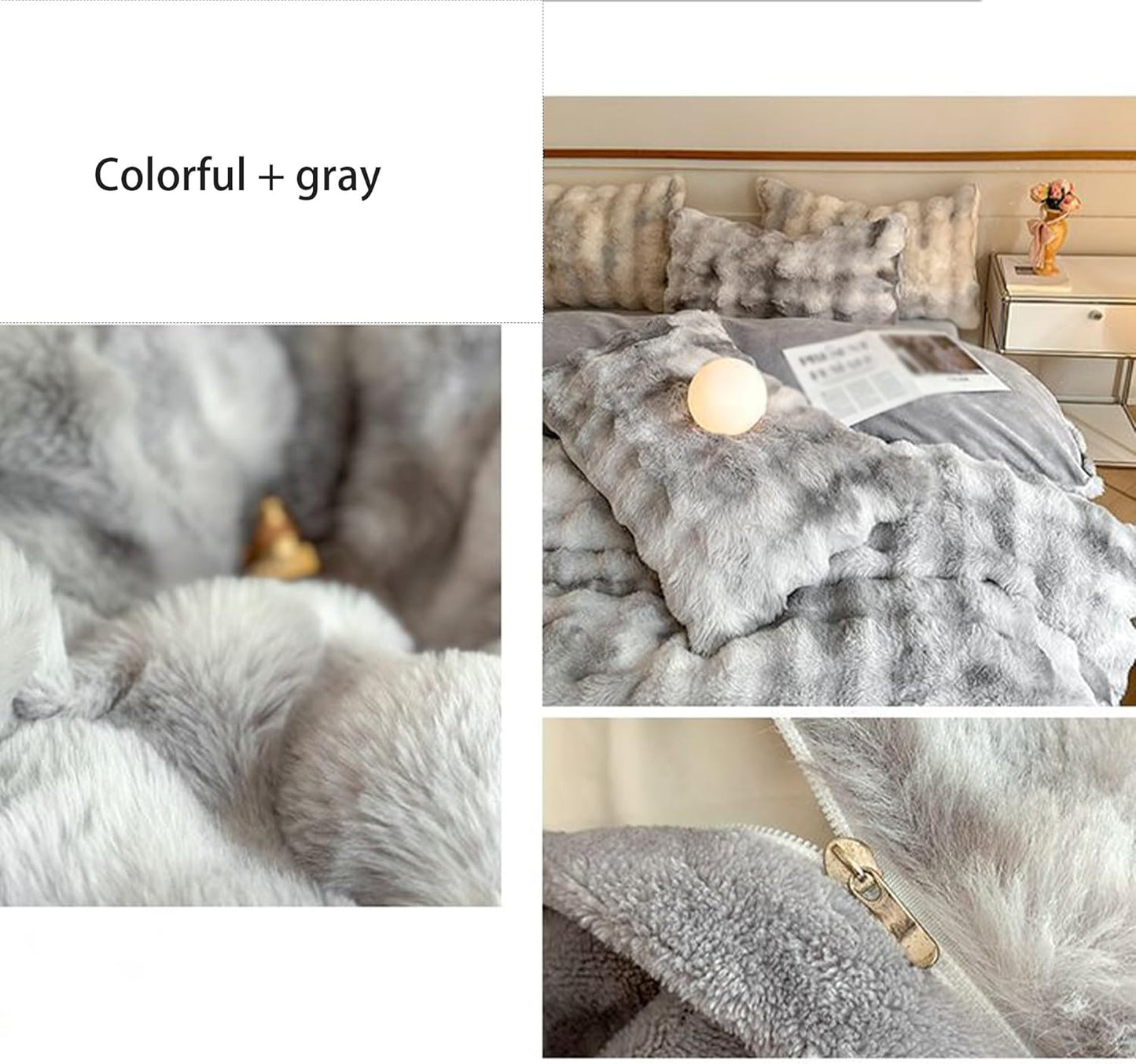 4PCS SET RABBIT FUR BED SHEET HA2291