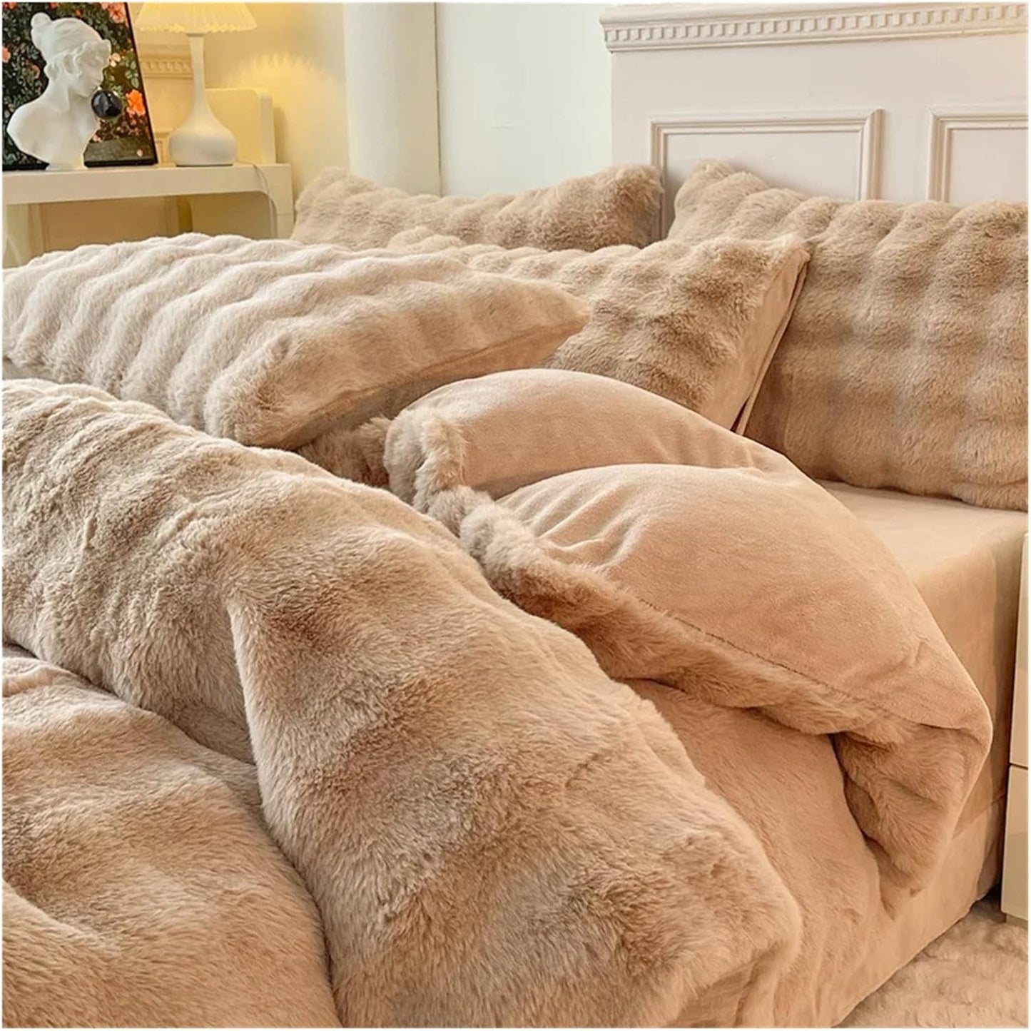 4PCS SET RABBIT FUR BED SHEET HA2291