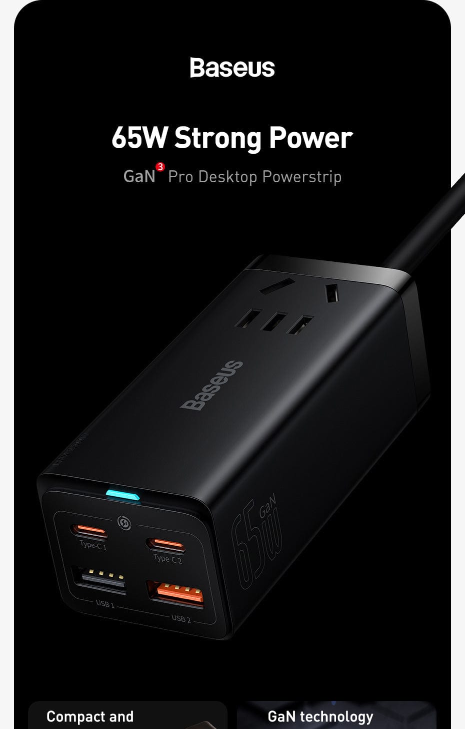 BASEUS DESKTOP POWER STRIP 65W  EA1080