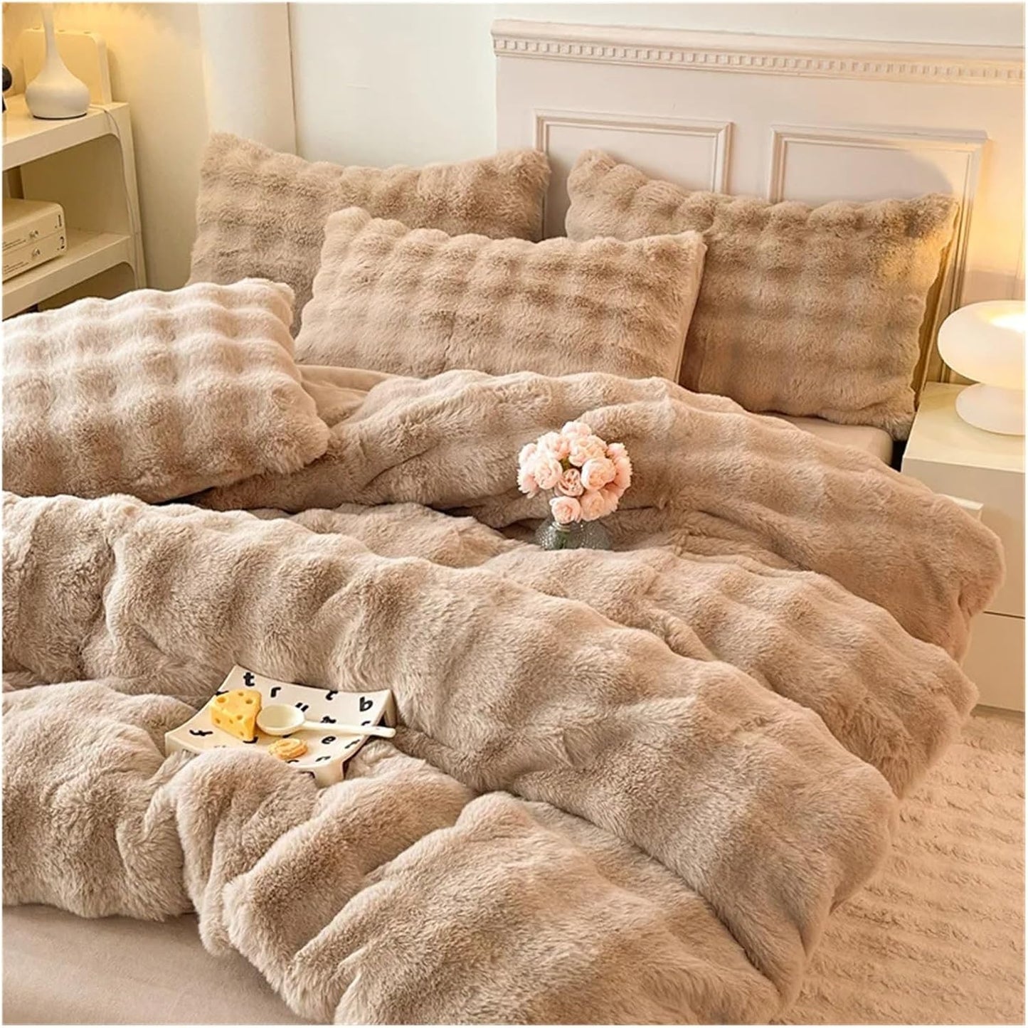 4PCS SET RABBIT FUR BED SHEET HA2291