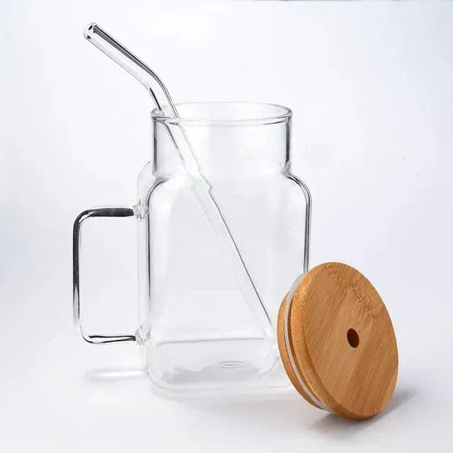 GLASS MUG WITH WOOD COVER kt1263