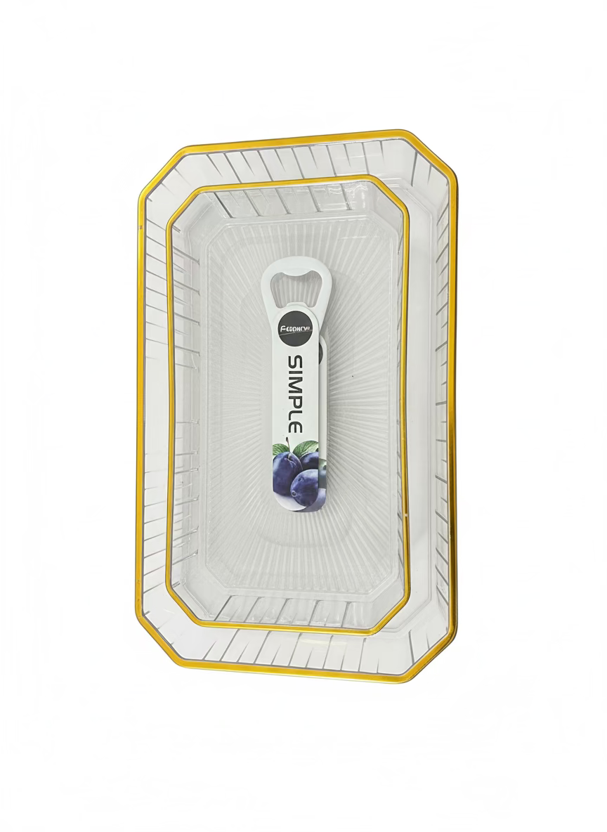 TRAY SET GOLD AND TRANSPARENT kt1206