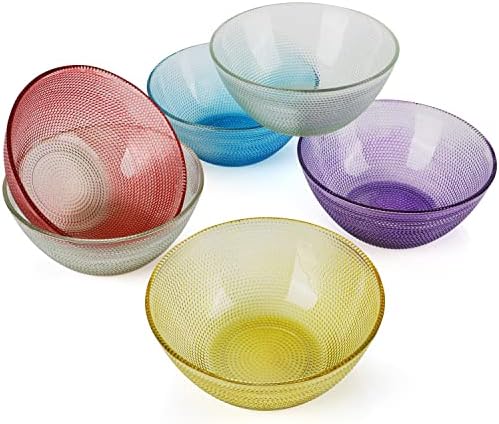 SET OF 6 COLORED GLASS BOWLS (12CM)