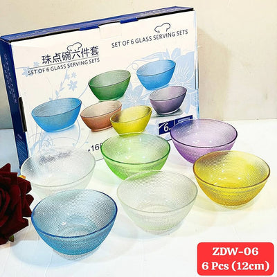 SET OF 6 COLORED GLASS BOWLS (12CM)