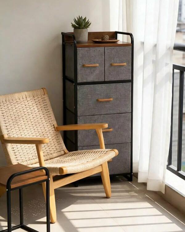 Modern Wood & Metal Drawer Stand HA8003