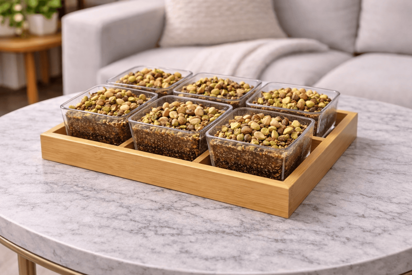 Wooden & Glass Tray LSH346