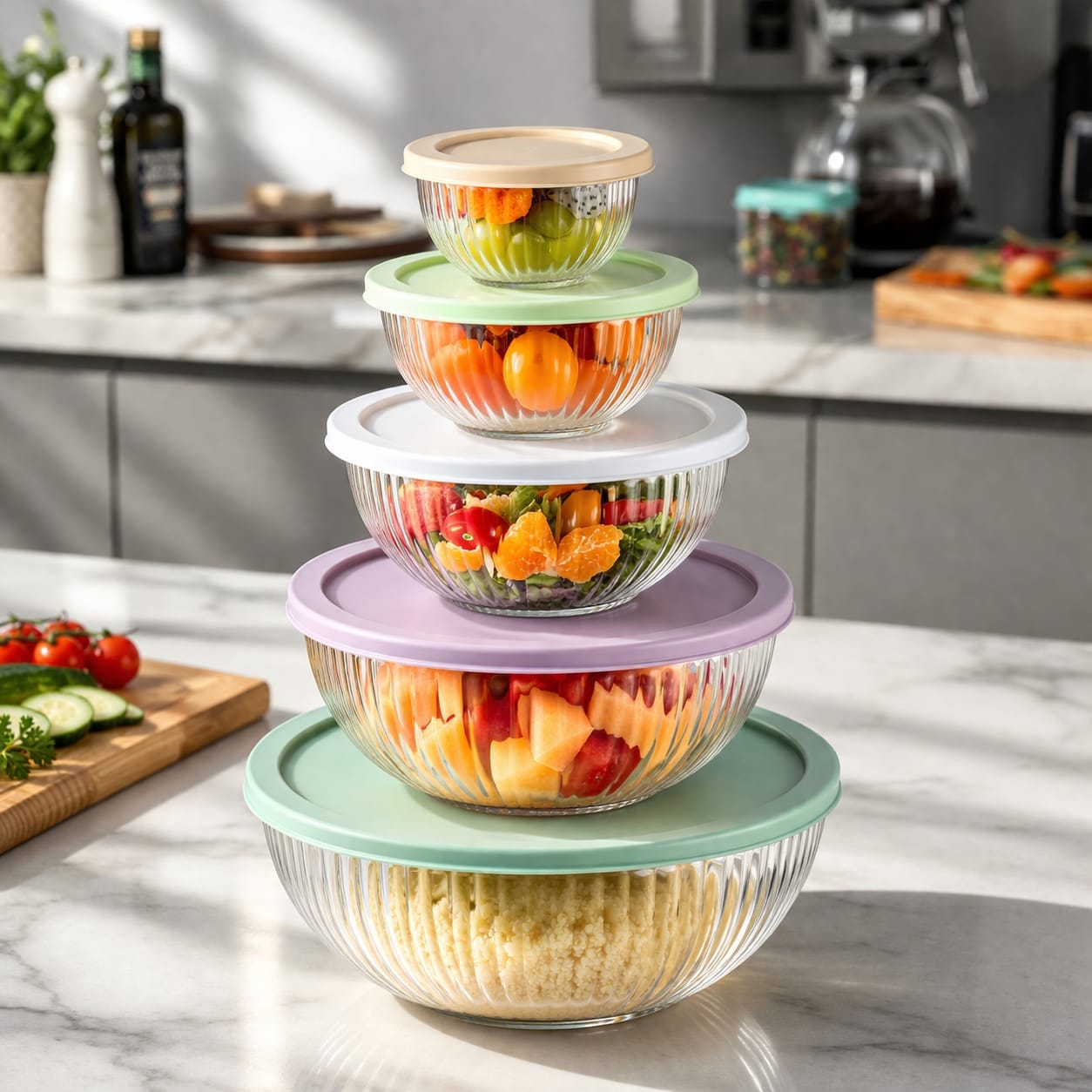 Glass Mixing Bowls Set 5pcs-KW9274BD