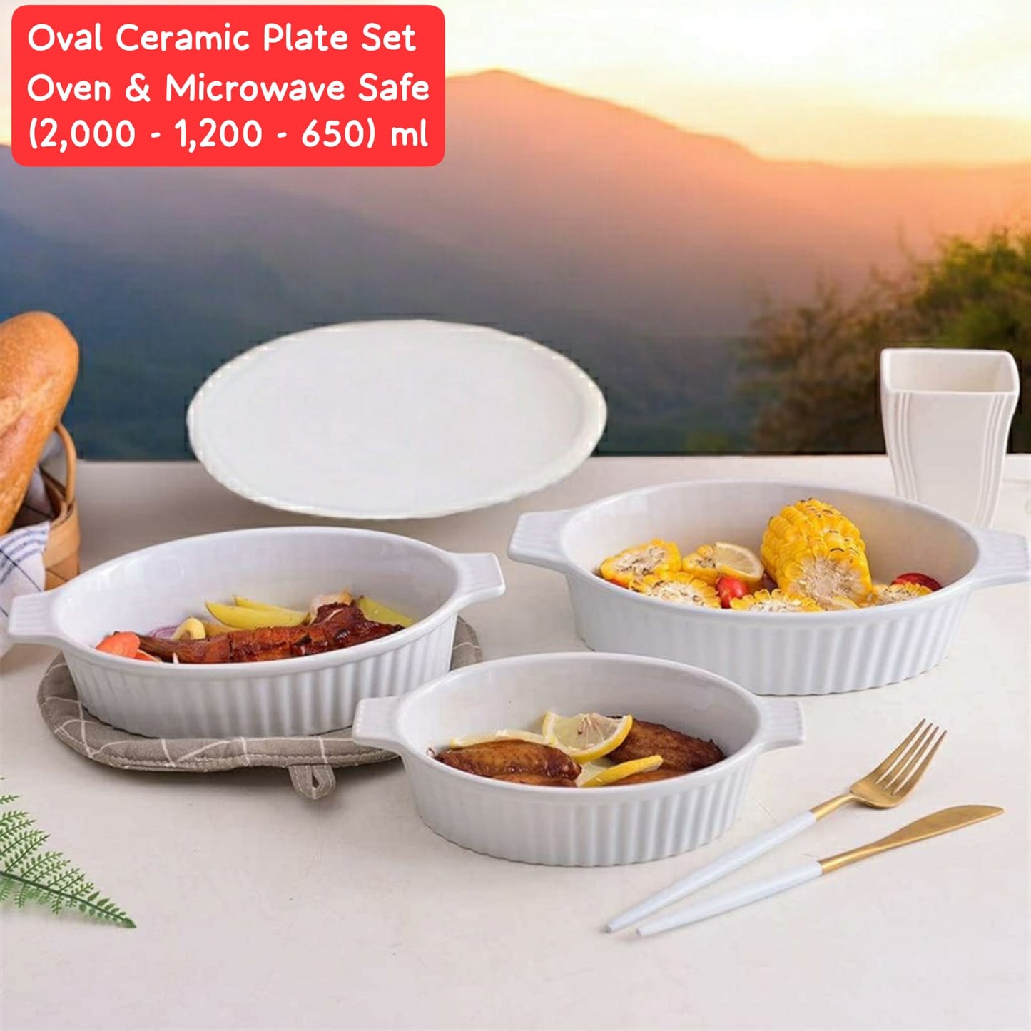 3pcs Ceramic Oven Baking Set