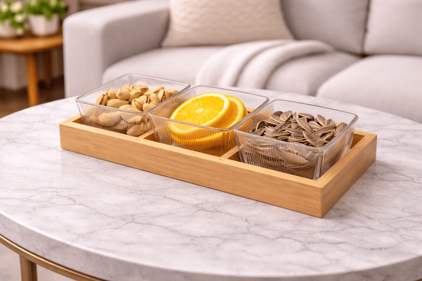 Wooden & Glass Tray LSH346