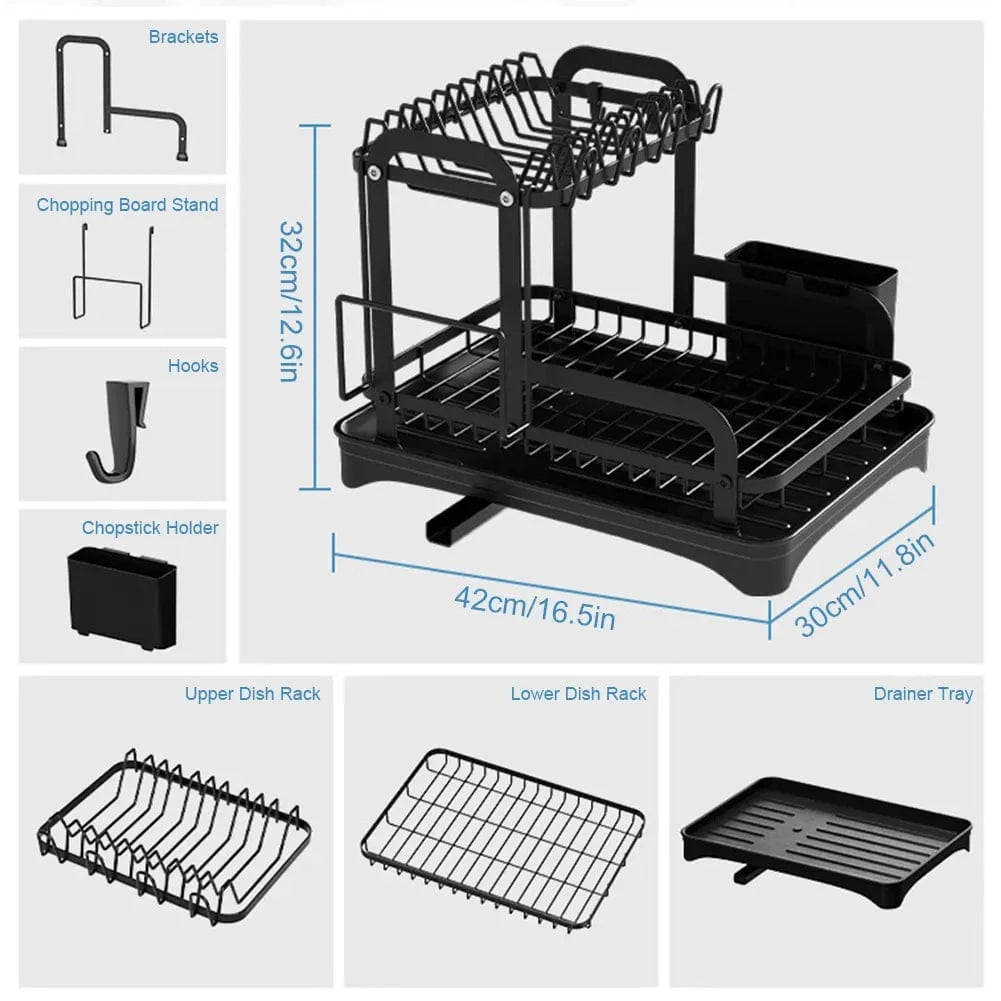 Drainable kitchen rack 2 tier
