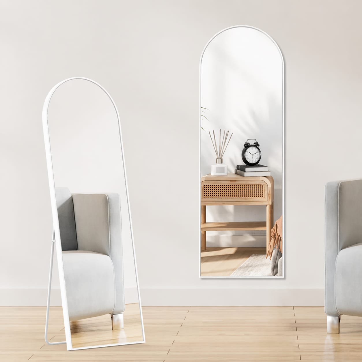 Aluminum Framed Arched Floor Mirror  HI5931QX