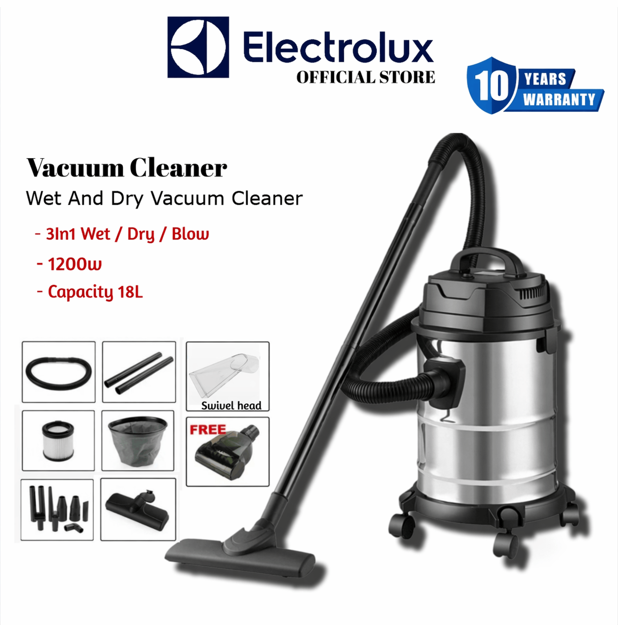 Erles Vacuum Cleaner Wet & Dry HI7483QN