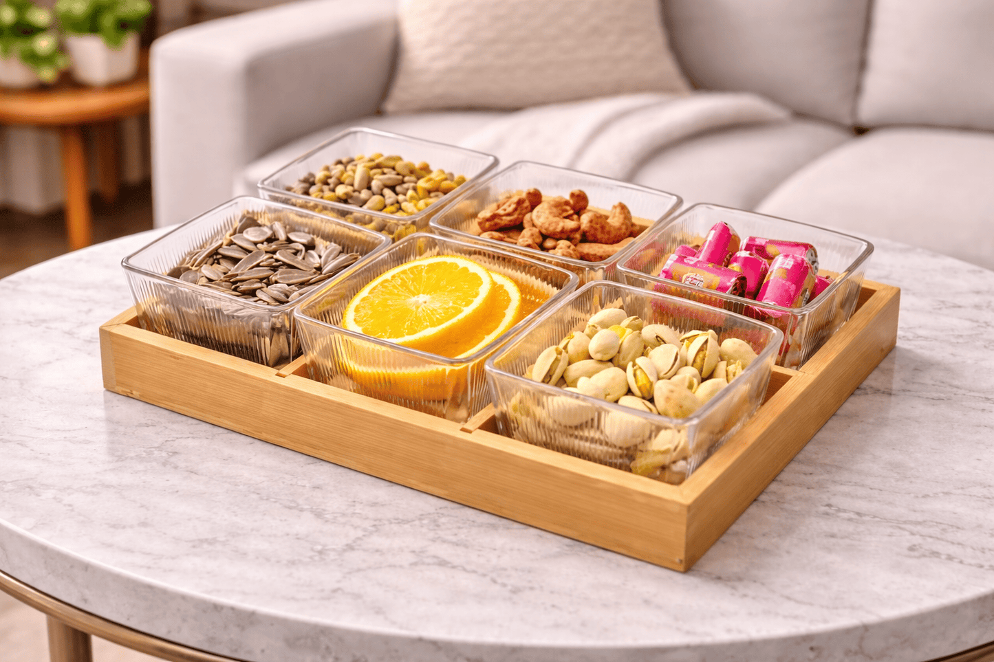 Wooden & Glass Tray LSH346