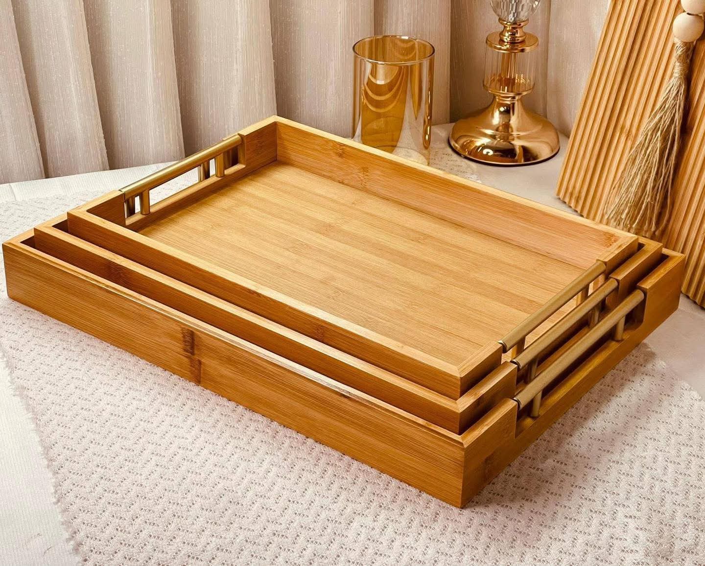 Wooden Bamboo 3pcs Tray Set KW3059ZH