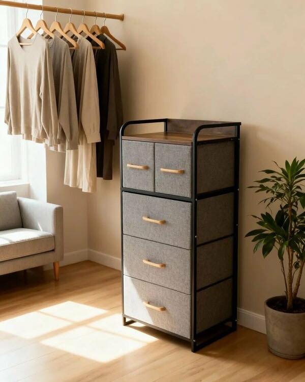 Modern Wood & Metal Drawer Stand HA8003