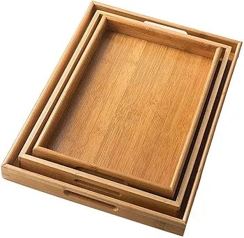 Wooden Bamboo 3pcs Tray Set KW3059ZH