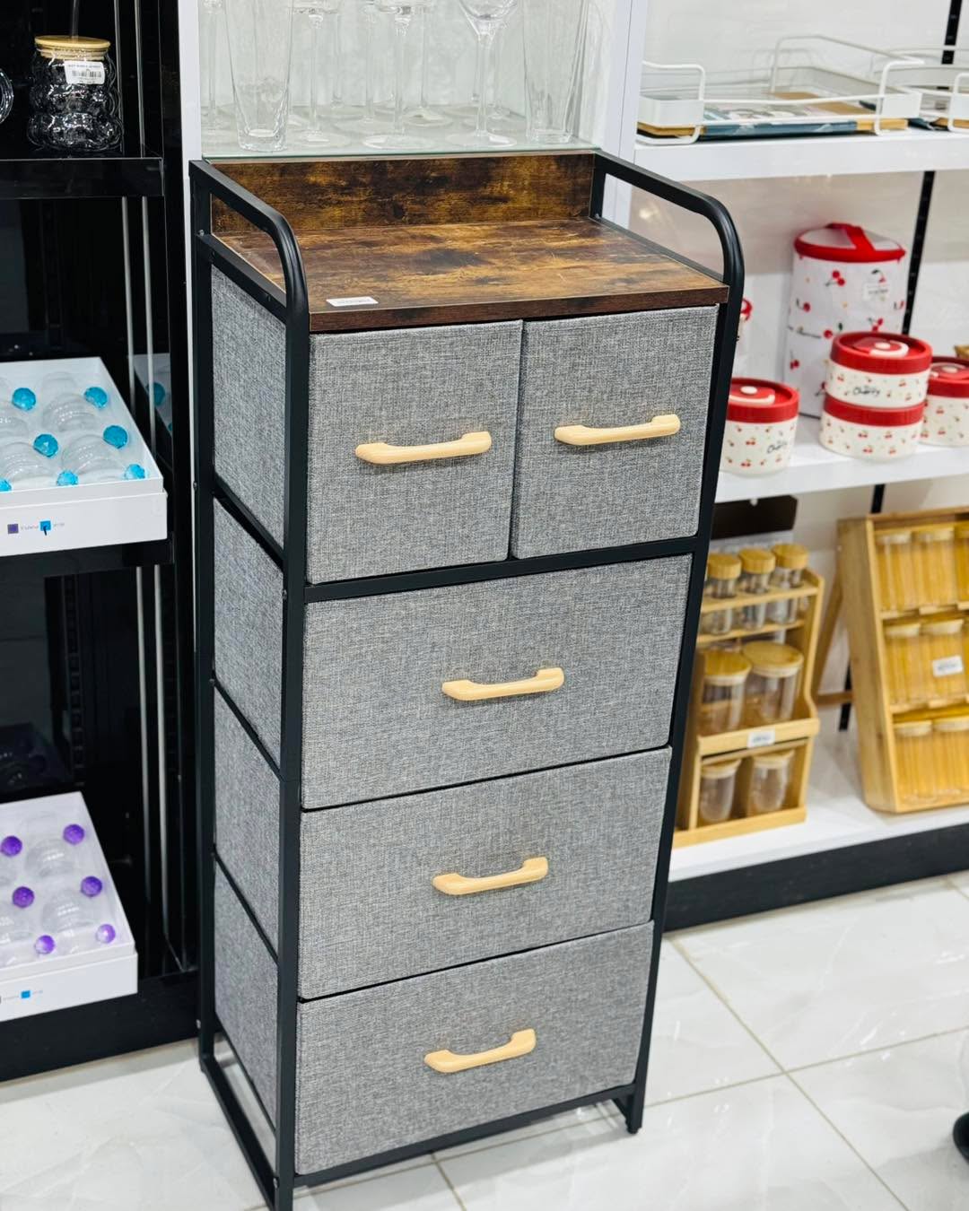 Modern Wood & Metal Drawer Stand HA8003