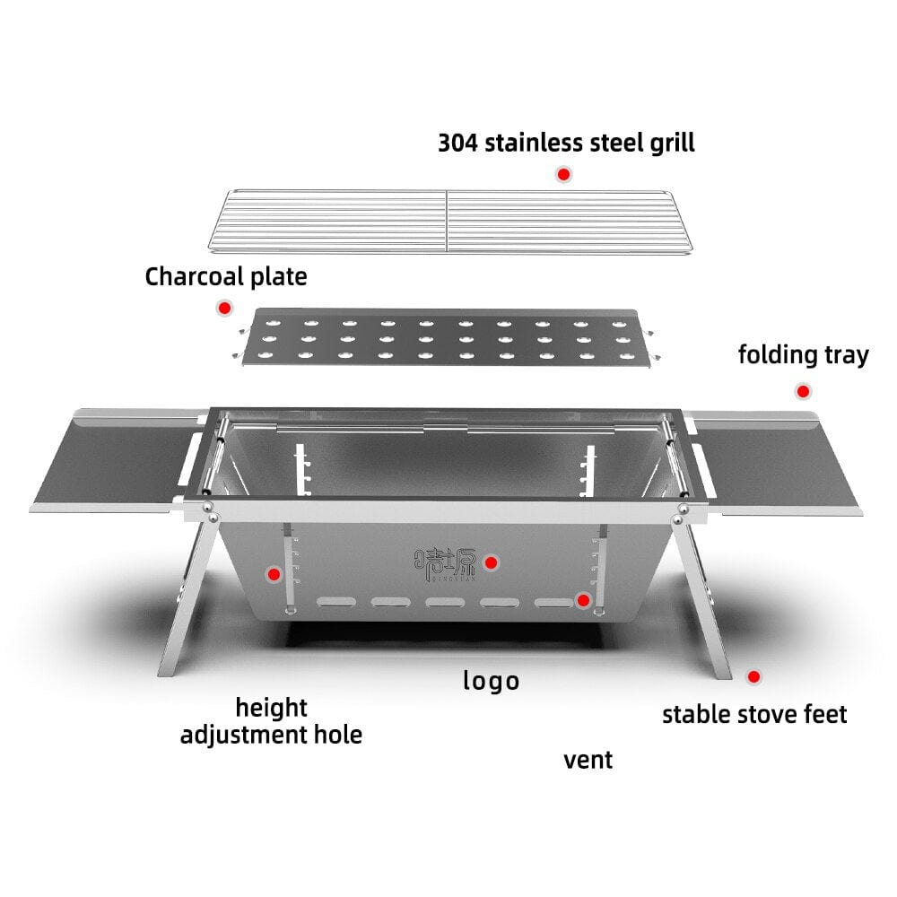 Folding Stainless Steel BBQ Grill KT241